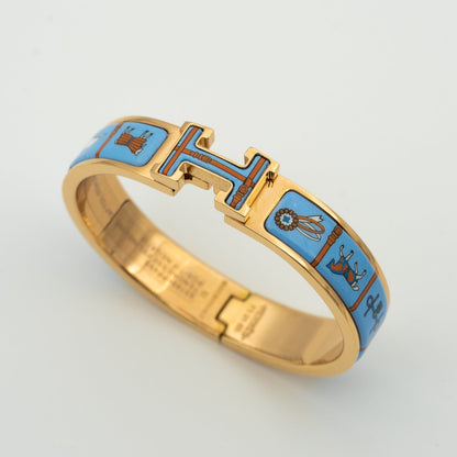 ®AuraJewelry®H ピンクゴールド ブレスレット ブルーセラミック