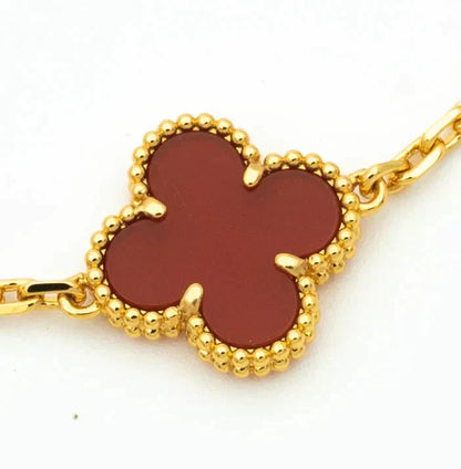 [AuraJewelry]新しいクローバー5モチーフレッドカーネリアンブレスレットコレクション