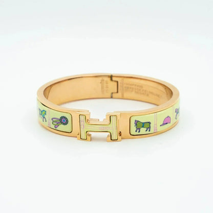AuraJewelry®ピンクゴールドブレスレット クリームセラミック