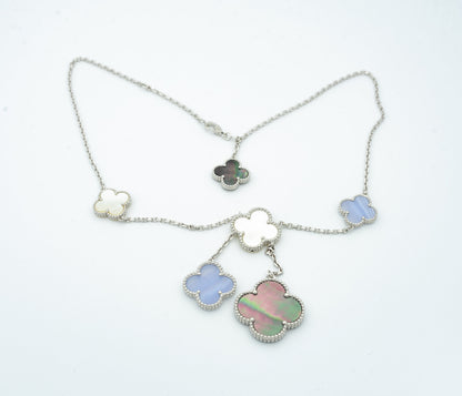 ¡®AuraJewelry¡¯CLOVER MOP CHALCEDONY NECKLACE SILVER 6 MOTIF