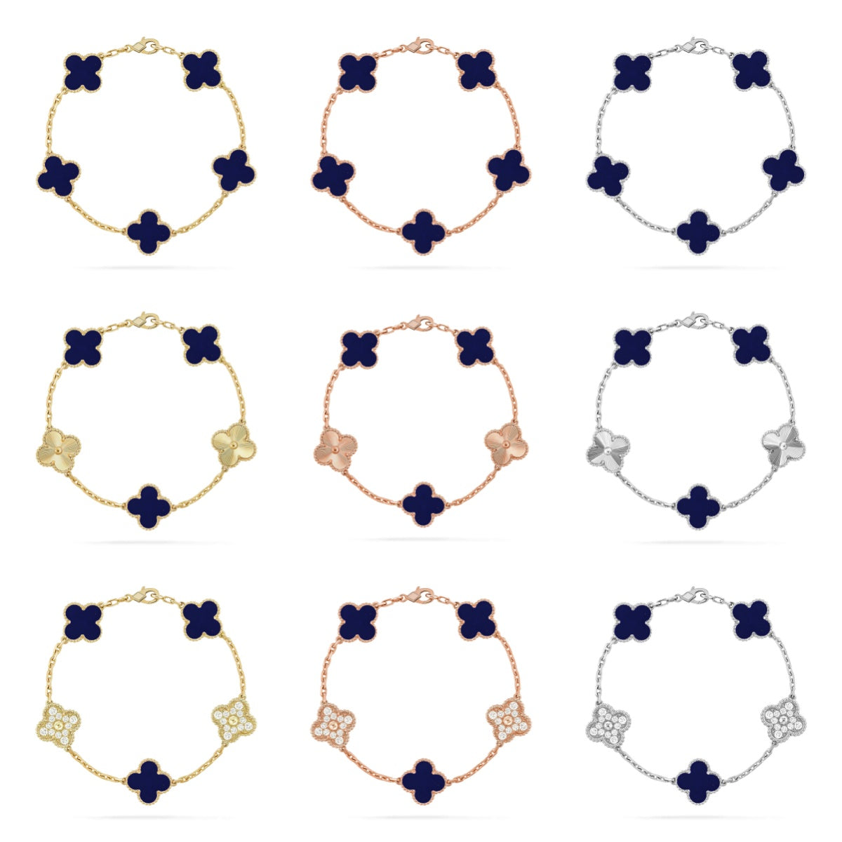 [AuraJewelry]New CLOVER 5 MOTIF LAPIS LAZULI BRACELET COLLECTION