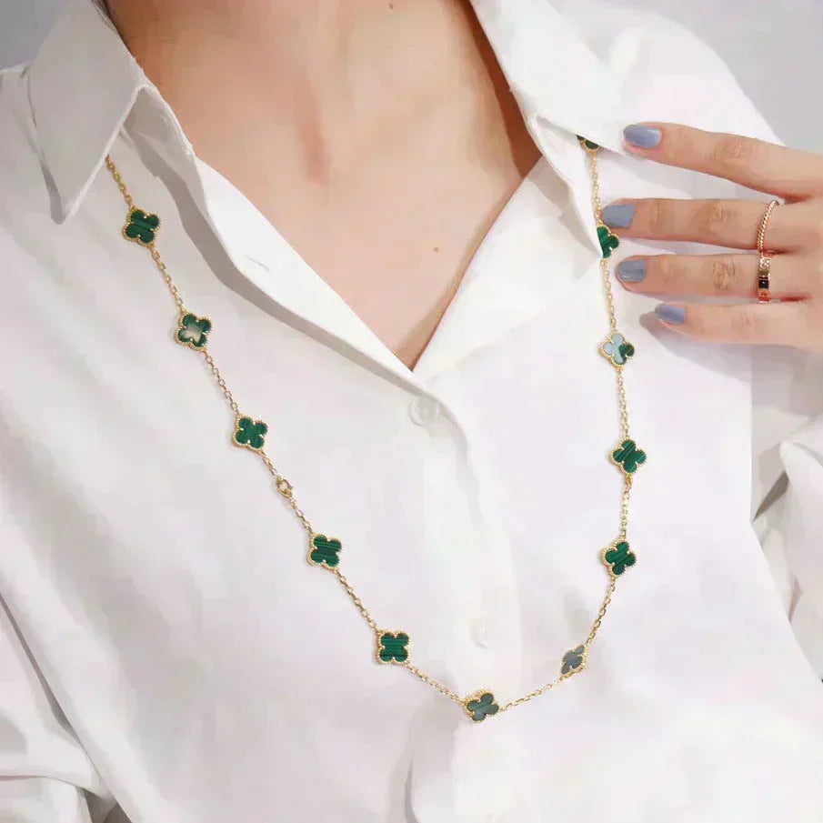 ¡®AuraJewelry¡¯CLOVER 20 MOTIFS MALACHITE GOLD