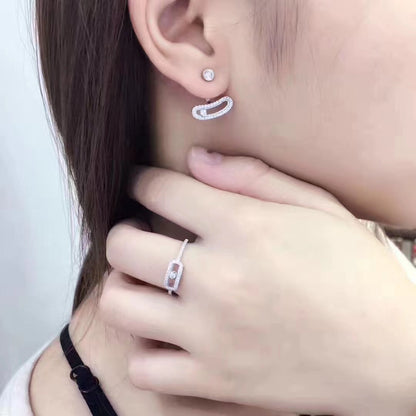 [AuraJewelry]MOVE UNO SILVER DIAMOND EARRINGS