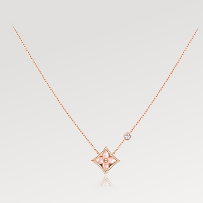 ¡®AuraJewelry¡¯STAR PINK MOP 1 DIAMOND PINK GOLD NECKLACE