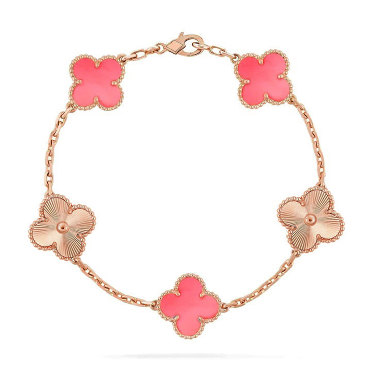[AuraJewelry]新作 クローバー 5モチーフ ピンクマザーオブパール ブレスレットコレクション