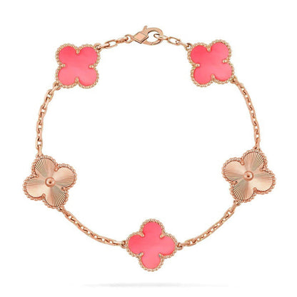 [AuraJewelry]新作 クローバー 5モチーフ ピンクマザーオブパール ブレスレットコレクション