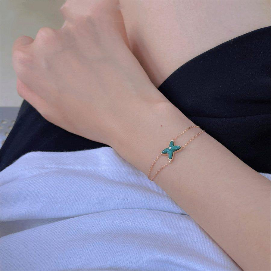 ¡®AuraJewelry¡¯JEUX BRACELET MALACHITE PINK GOLD 1 DIAMOND