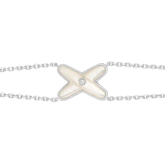 ¡®AuraJewelry¡¯JEUX BRACELET WHITE MOP SILVER 1 DIAMOND