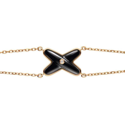AuraJewelry』JEUX BRACELET オニキス ピンクゴールド 1ダイヤモンド