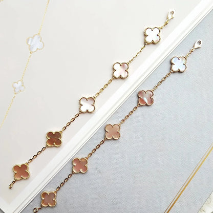 [AuraJewelry]新作 クローバー 5モチーフ ピンクマザーオブパール ブレスレットコレクション
