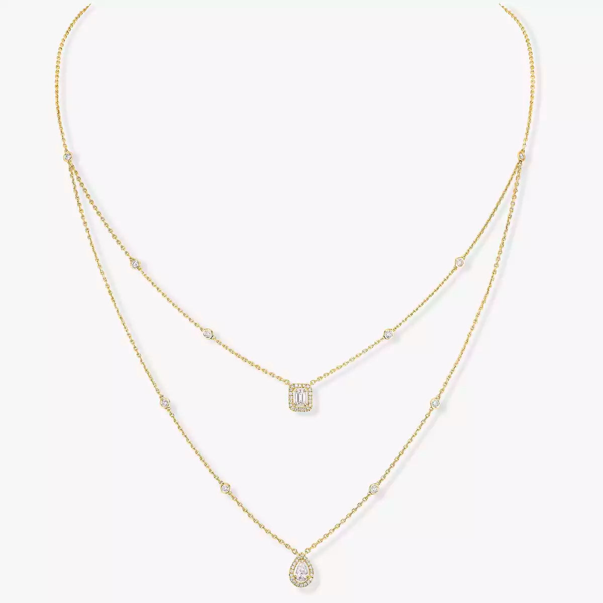 [AuraJewelry]ダイヤモンド ネックレス マイ ツイン 2ロウ