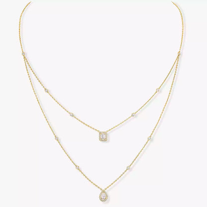 [AuraJewelry]ダイヤモンド ネックレス マイ ツイン 2ロウ
