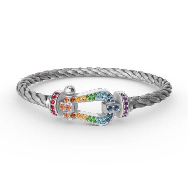 AuraJewelry®FORC ラージホースシューカラーダイヤモンドブレスレット シルバー