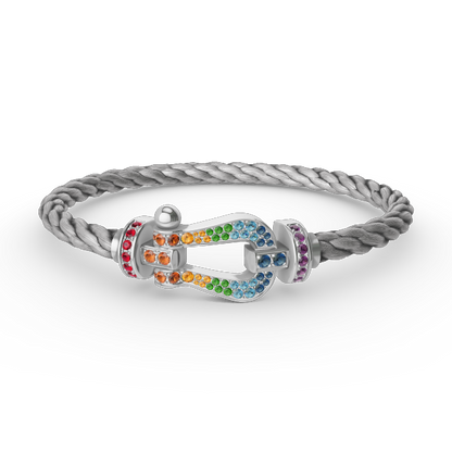 AuraJewelry®FORC ラージホースシューカラーダイヤモンドブレスレット シルバー