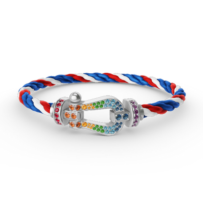AuraJewelry®FORC ラージホースシューカラーダイヤモンドブレスレット シルバー