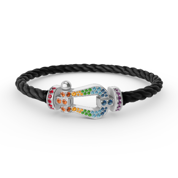 AuraJewelry®FORC ラージホースシューカラーダイヤモンドブレスレット シルバー