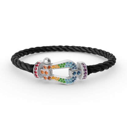 AuraJewelry®FORC ラージホースシューカラーダイヤモンドブレスレット シルバー