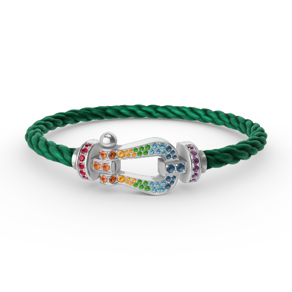 AuraJewelry®FORC ラージホースシューカラーダイヤモンドブレスレット シルバー