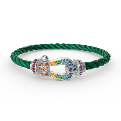 AuraJewelry®FORC ラージホースシューカラーダイヤモンドブレスレット シルバー