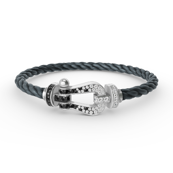 ¡®AuraJewelry¡¯FORCE LARGE HORSESHOE BLACK WHITE DIAMOND BRACELET SILVER