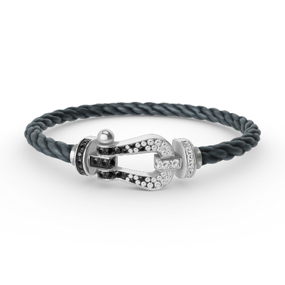 ¡®AuraJewelry¡¯FORCE LARGE HORSESHOE BLACK WHITE DIAMOND BRACELET SILVER