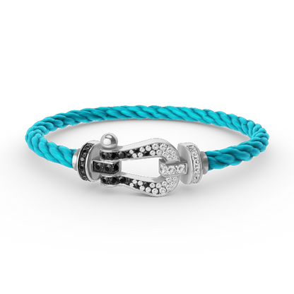 ¡®AuraJewelry¡¯FORCE LARGE HORSESHOE BLACK WHITE DIAMOND BRACELET SILVER
