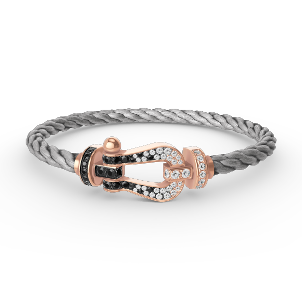 ¡®AuraJewelry¡¯FORCE LARGE HORSESHOE BLACK WHITE DIAMOND BRACELET ROSE GOLD