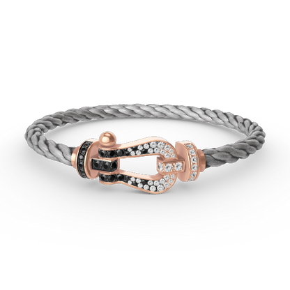 ¡®AuraJewelry¡¯FORCE LARGE HORSESHOE BLACK WHITE DIAMOND BRACELET ROSE GOLD