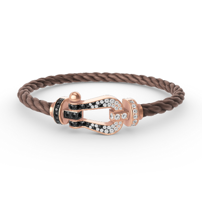 ¡®AuraJewelry¡¯FORCE LARGE HORSESHOE BLACK WHITE DIAMOND BRACELET ROSE GOLD