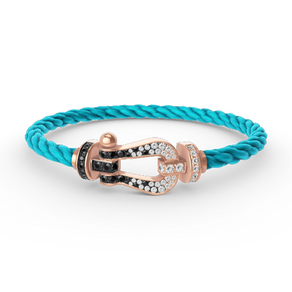 ¡®AuraJewelry¡¯FORCE LARGE HORSESHOE BLACK WHITE DIAMOND BRACELET ROSE GOLD