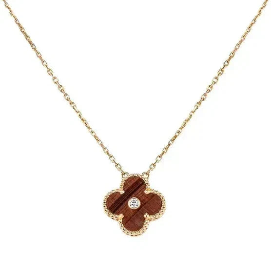 ¡®AuraJewelry¡¯CLOVER 15MM DIAMOND AND YELLOW TIGER'S EYE AGATE necklace