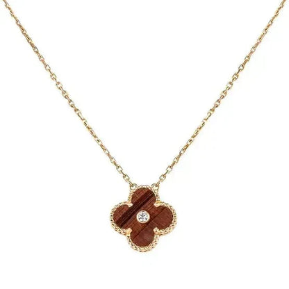 ¡®AuraJewelry¡¯CLOVER 15MM DIAMOND AND YELLOW TIGER'S EYE AGATE necklace