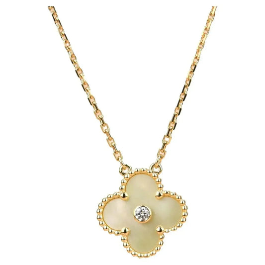 ¡®AuraJewelry¡¯CLOVER 15MM DIAMOND GOLD MOTHER OF PEARL NECKLACE