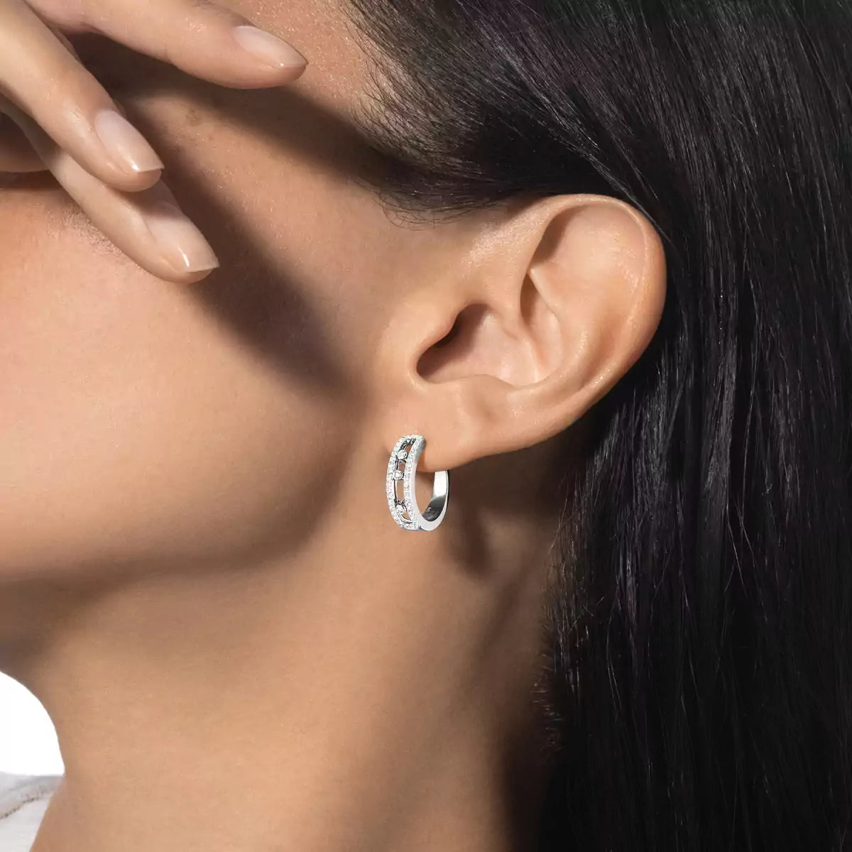 [AuraJewelry]ダイヤモンドパヴェフープピアス
