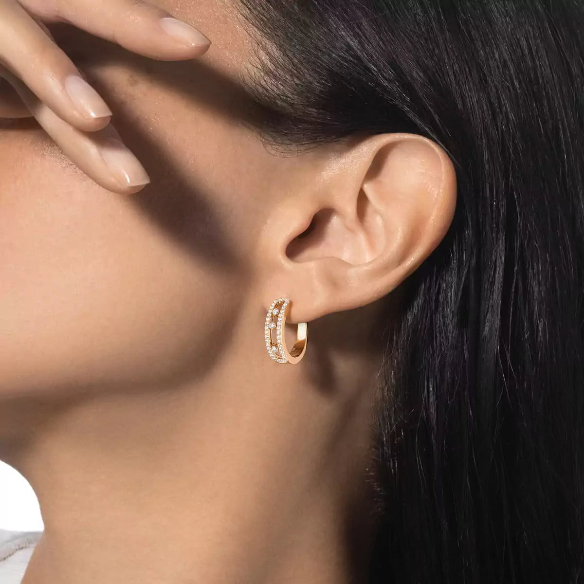 [AuraJewelry]ダイヤモンドパヴェフープピアス