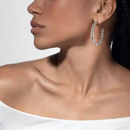 [AuraJewelry]Move Link Diamond Hoop Earrings