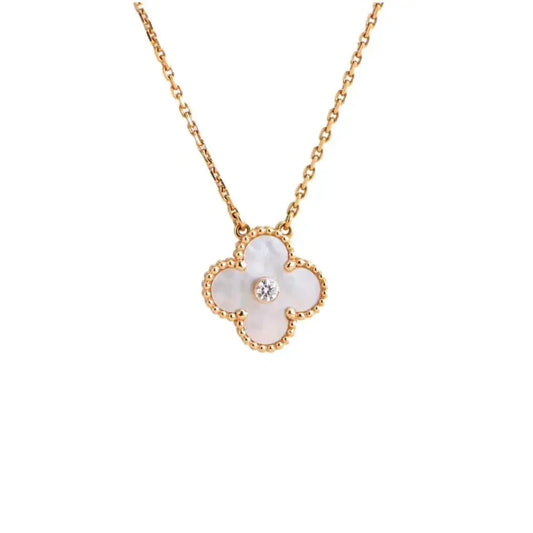 ¡®AuraJewelry¡¯CLOVER 15MM DIAMOND WHITE FRITILLARIA NECKLACE