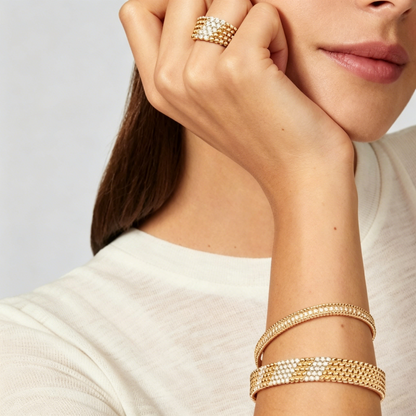 [AuraJewelry]  FIVE-ROW DIAMOND BRACELET