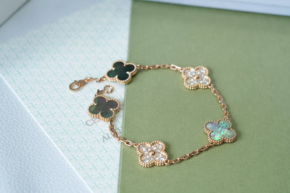 [AuraJewelry]New CLOVER 5 MOTIF GRAY MOP BRACELET COLLECTION