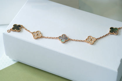 [AuraJewelry]New CLOVER 5 MOTIF GRAY MOP BRACELET COLLECTION