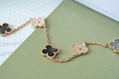 [AuraJewelry]New CLOVER 5 MOTIF GRAY MOP BRACELET COLLECTION