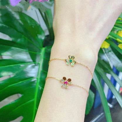 ¡®AuraJewelry¡¯FRIVOLE GOLD FLOWER PINK MALACHITE BRACELET