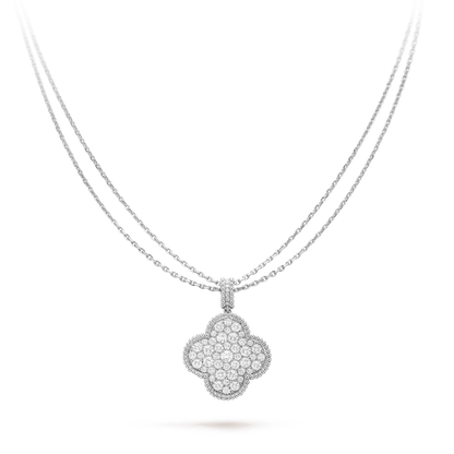 ¡®AuraJewelry¡¯CLOVER 25MM SILVER FULL DIAMOND BIG CLOVER NECKLACE