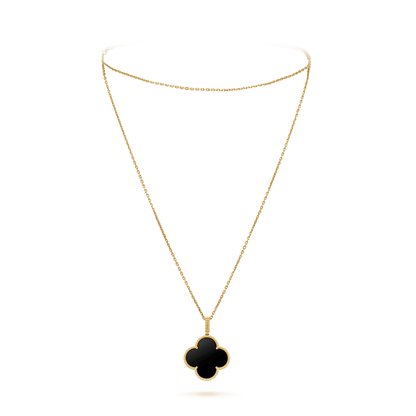 ¡®AuraJewelry¡¯CLOVER 25MM GOLD ONYX BIG CLOVER NECKLACE