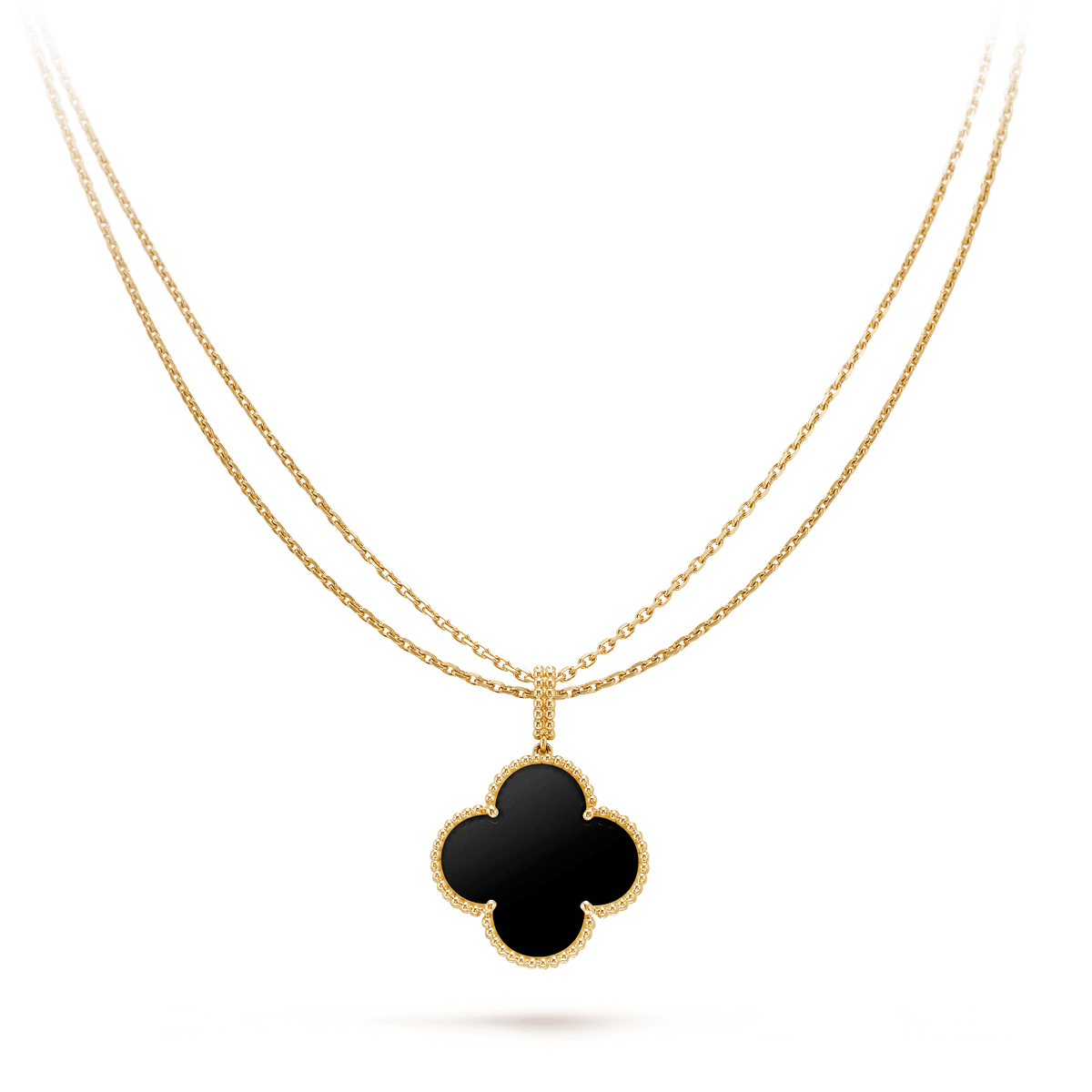 ¡®AuraJewelry¡¯CLOVER 25MM GOLD ONYX BIG CLOVER NECKLACE