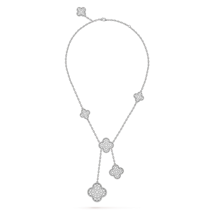 ¡®AuraJewelry¡¯CLOVER 5 MOTIFS SILVER DIAMONDS NECKLACE