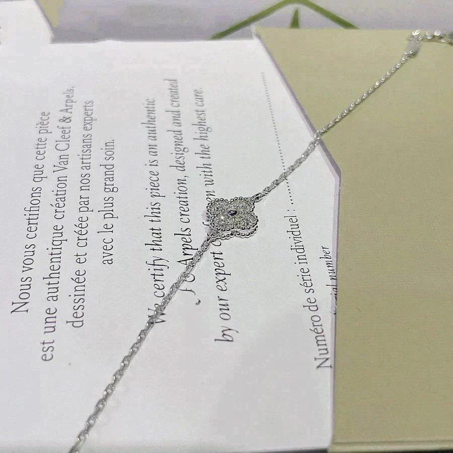 ®AuraJewelry®クローバーシングルフラワーブレスレットシルバー
