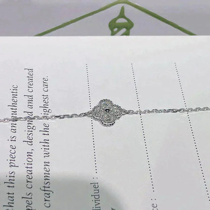 ®AuraJewelry®クローバーシングルフラワーブレスレットシルバー