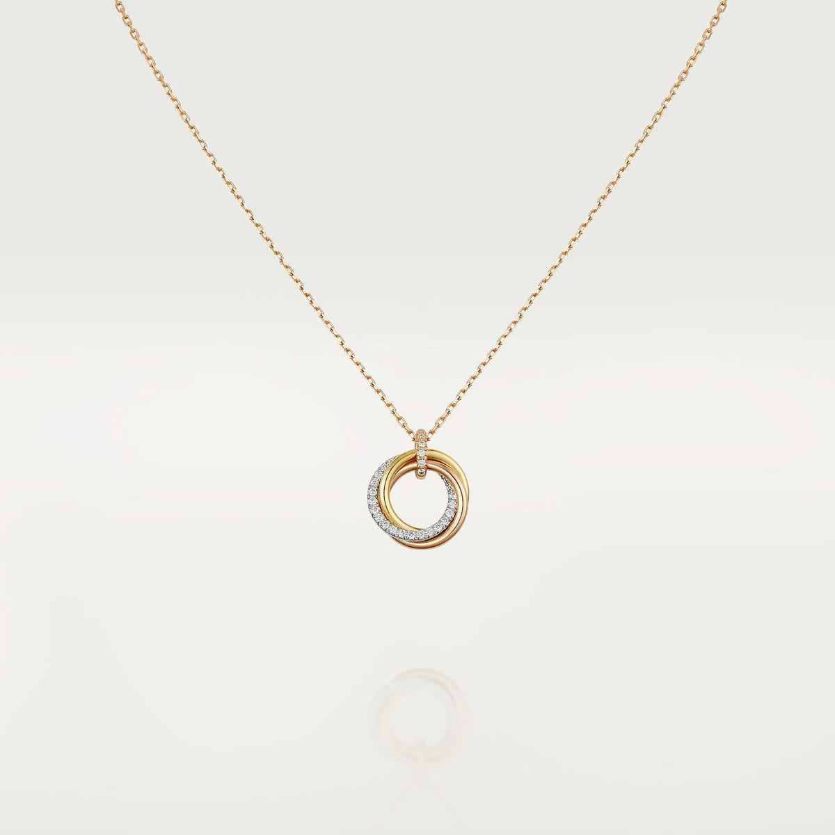 ¡®AuraJewelry¡¯TRINITY NECKLACE SILVER GOLD PINK GOLD DIAMONDS