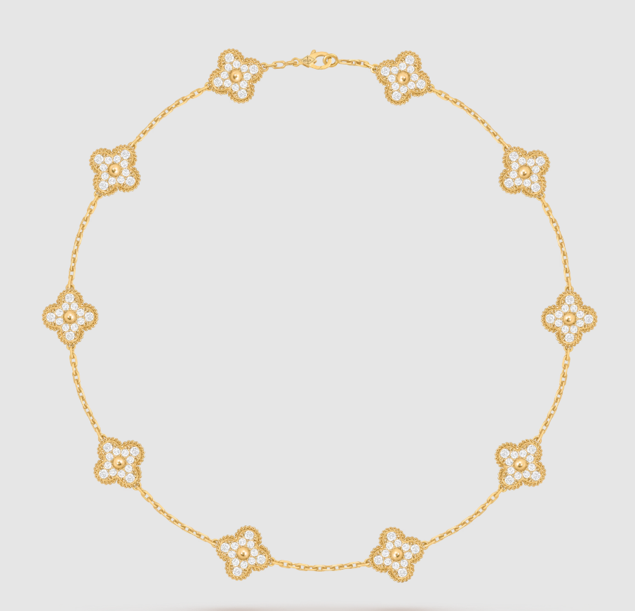 [¡®AuraJewelry¡¯]CLOVER 10 MOTIFS FULL DIAMOND NECKLACE
